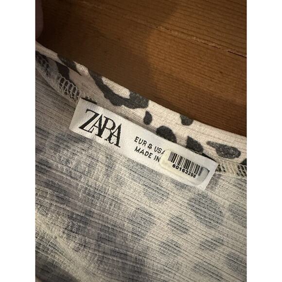 Zara Midi Dress Womens Sz S Oversized Sheath Balloon Sleeve Ruffle 90s Nostalgia - Picture 4 of 5